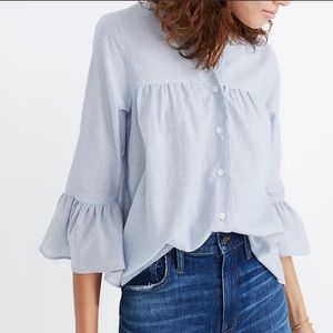 Madewell Veranda Striped Bell Sleeve Shirt Size Small